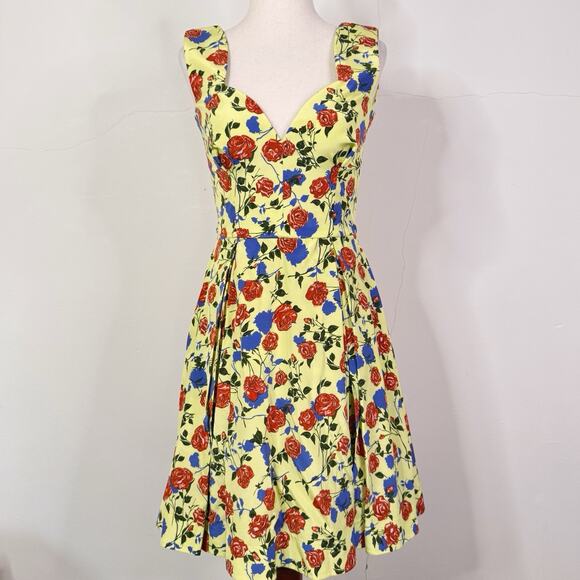 Emilia Wickstead ‘Riona’ Silk Dress Scattered Roses Print NWT Sz US 4 Skater - Picture 2 of 12